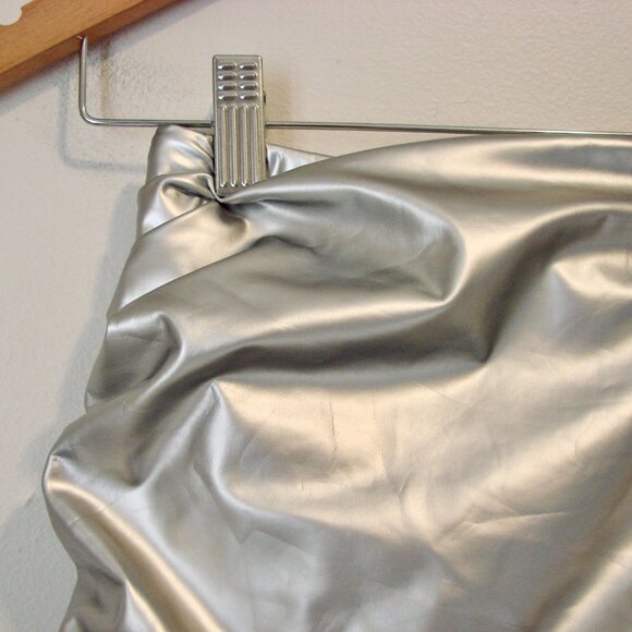 Fashion Nova Silver Mini Skirt Don't Cross Me Faux Leather Club Party NEW NWT XS - Picture 5 of 11